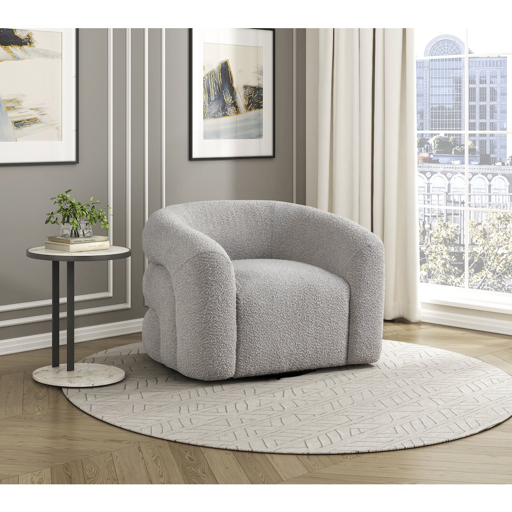 Caldera Boucle Swivel Chair in Gray. Picture 2