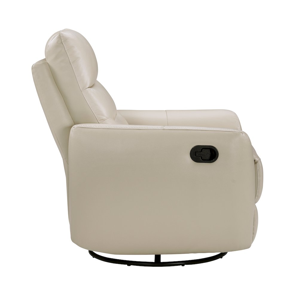 Cassian Leather Swivel Glider Reclining Chair in Taupe. Picture 6