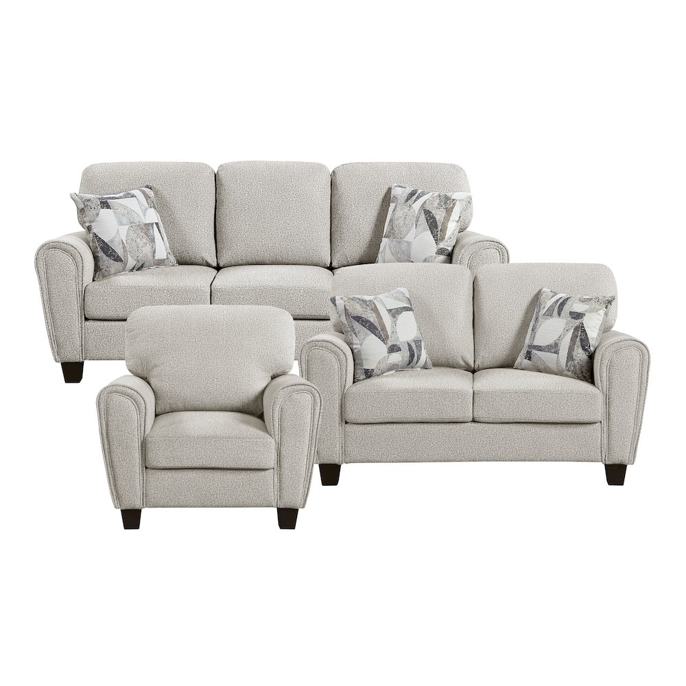 Lemond Chenille 3pc Set: Sofa, Love, Chair in Gray. Picture 4