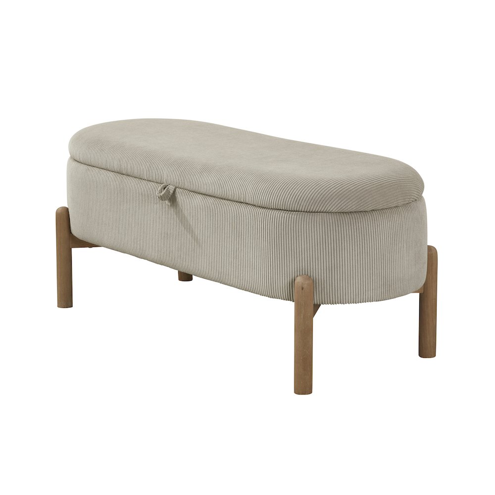Mavis Corduroy Lift Top Storage Bench in Taupe. Picture 1