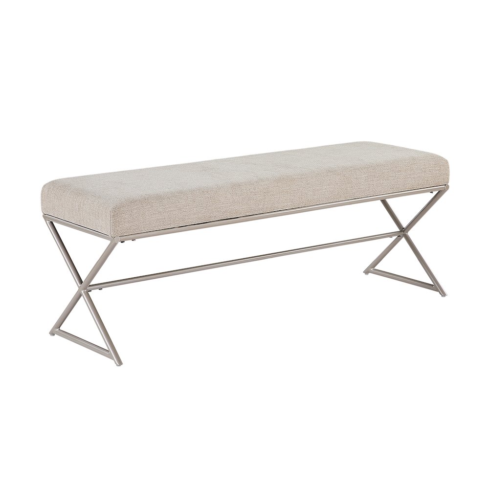 Wexley Chenille Bench in Taupe. Picture 1