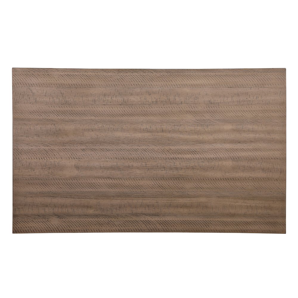 Ithaca Wood Veneer Dining Room Table in Grayish White and Brown Finish. Picture 5