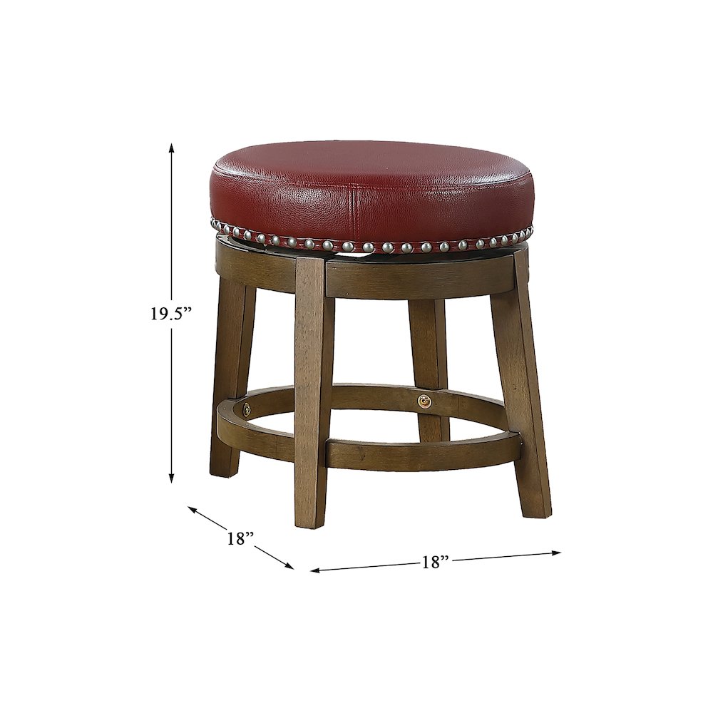 Westby Solid Wood 18" Round Swivel Stool, Set of 2 in Red. Picture 4