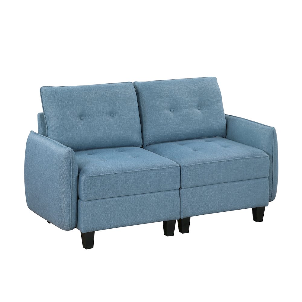 Garren Textured Love Seat in Blue. Picture 1