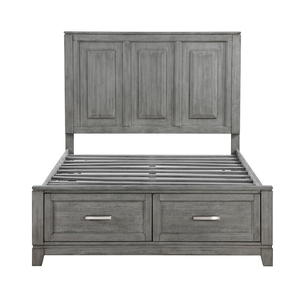 Garretson Acacia Full Platform Bed with Footboard Storage in Gray. Picture 6