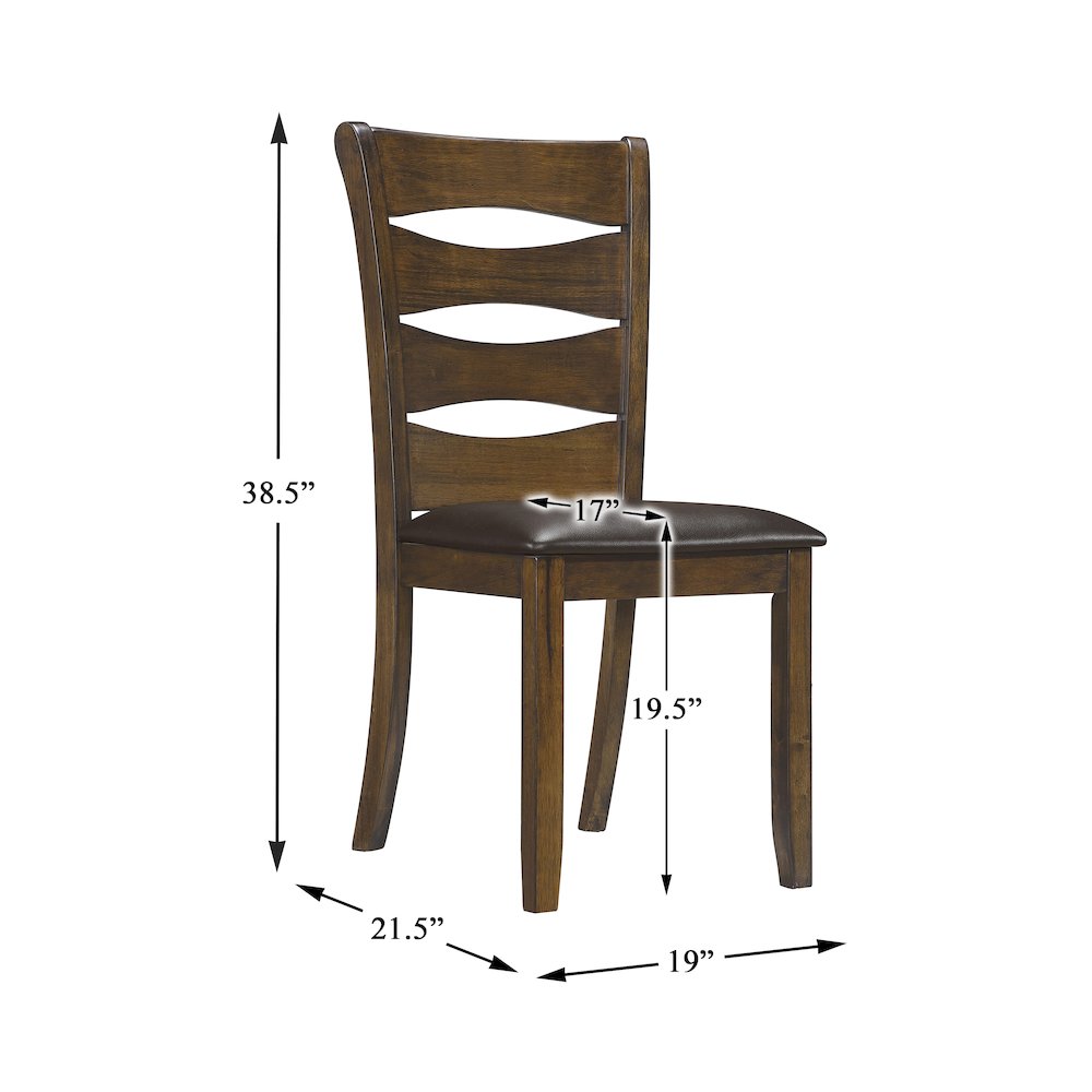 Darla Wood Dining Room Side Chair, set of 2 in Brown. Picture 4