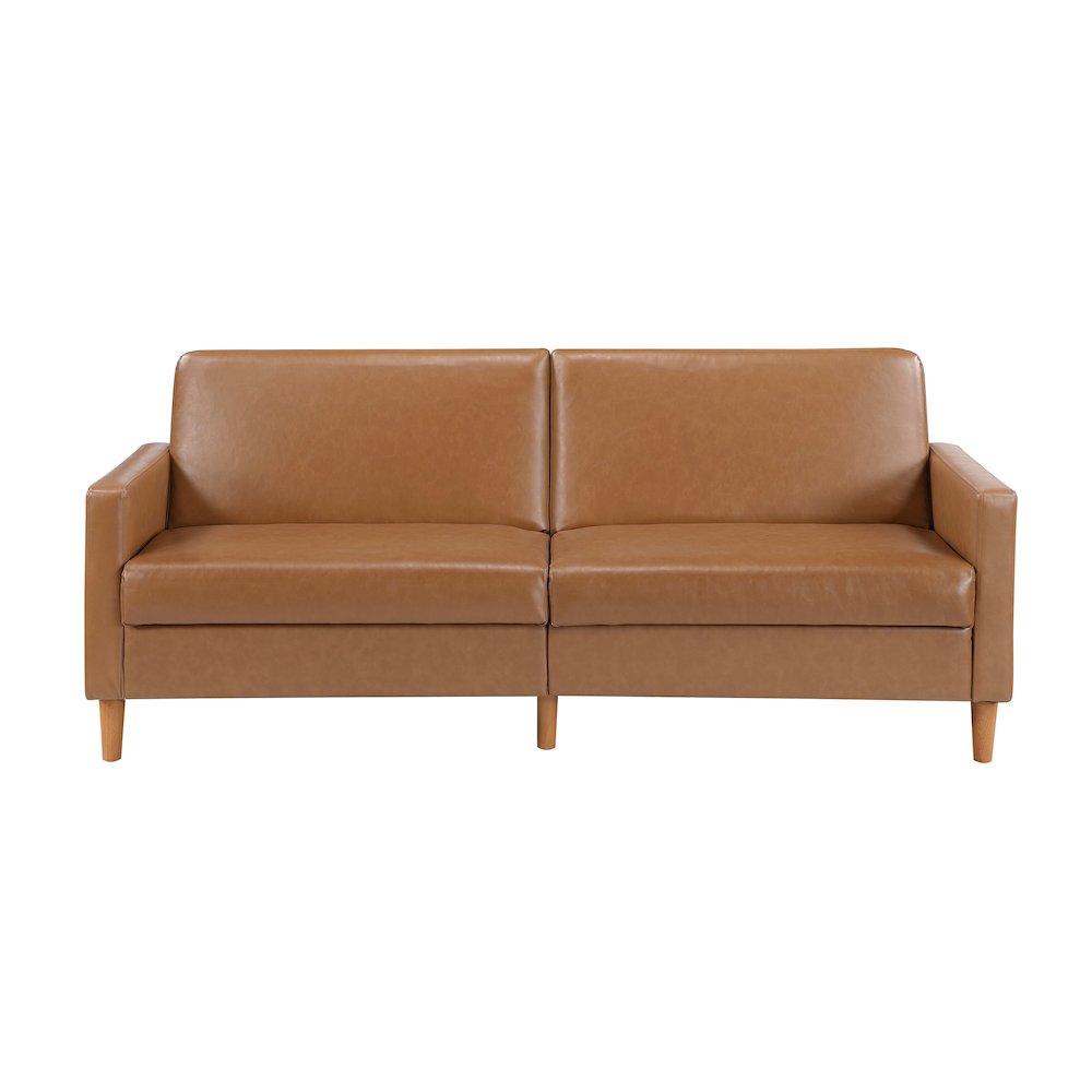 Carlton Faux Leather Elegant Lounger in Camel. Picture 7