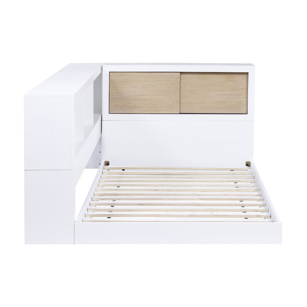 Asker A. Hardwood Twin Bookcase Corner Bed in 2-Tone (White and Natural). Picture 7