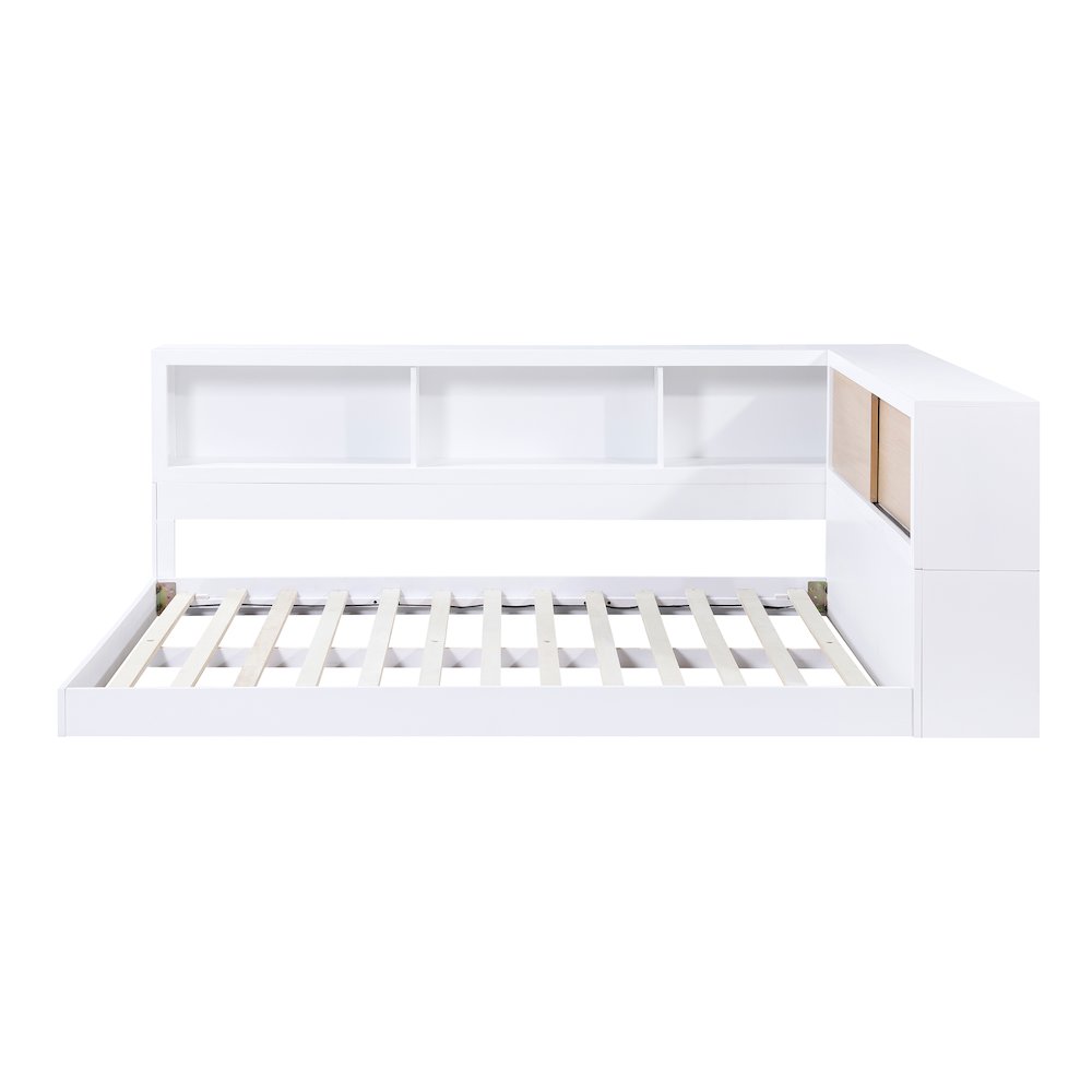 Asker A. Hardwood Full Bookcase Corner Bed in 2-Tone (White and Natural). Picture 12