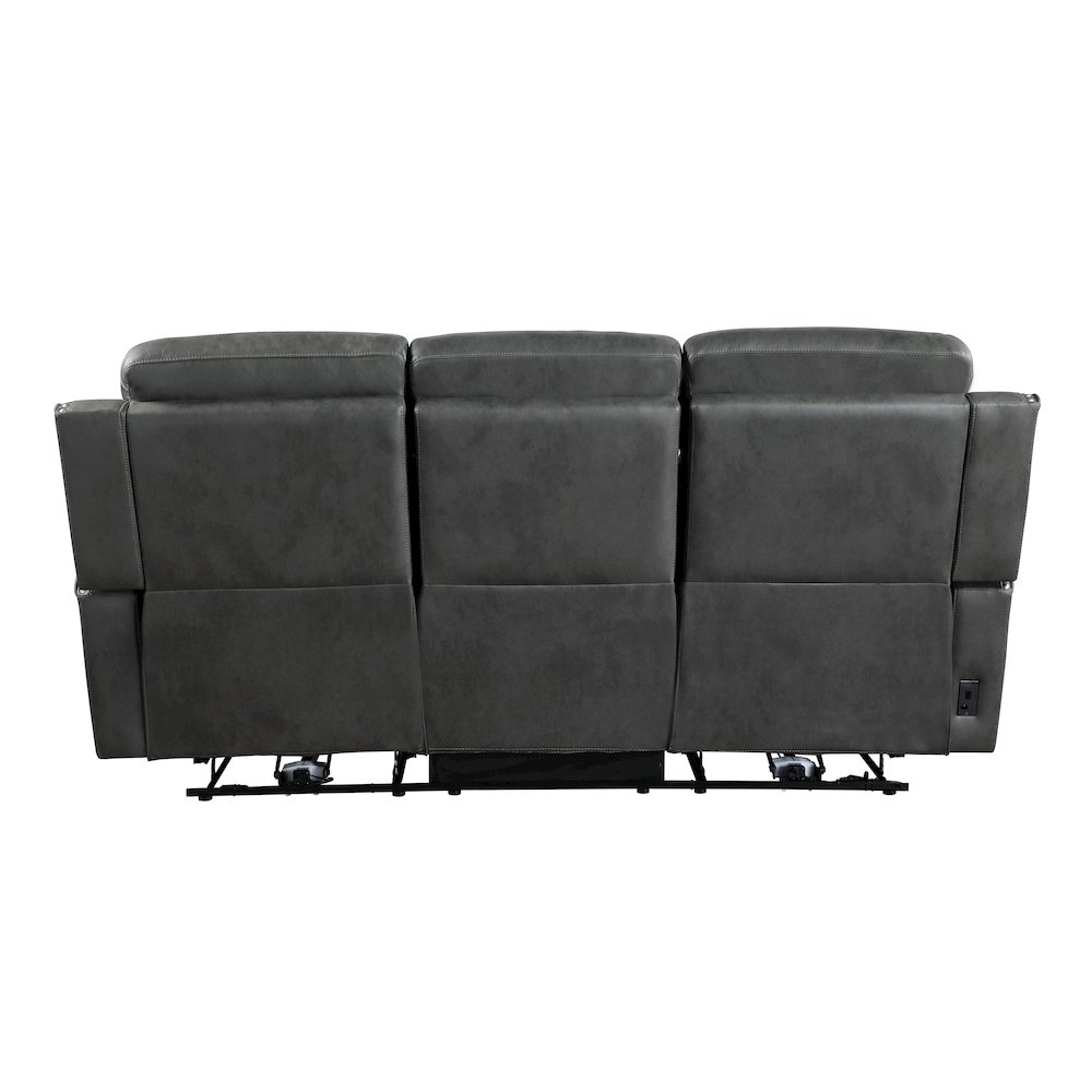 Kellen Microfiber Power Double Reclining Sofa in Smoky Gray. Picture 3