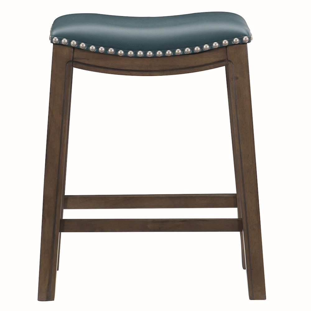 Ordway Solid Wood 24" Height Saddle Stool in Green. Picture 3