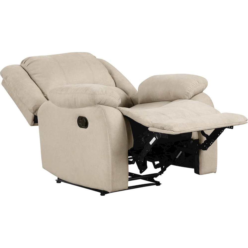 Beige Manual Recliner, Plush Reclining Chair for Living Room Comfort. Picture 4