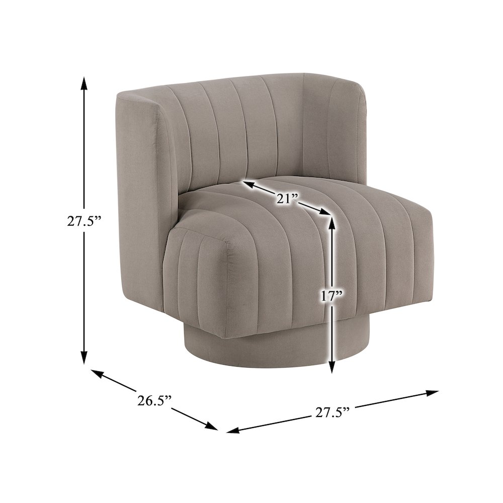 Joyce Textured Swivel Chair in Taupe. Picture 5