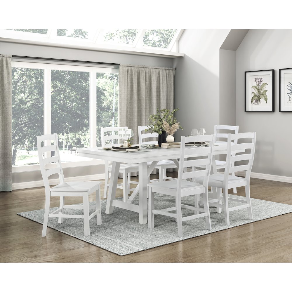 Redmond Asian Hardwood Dining Side Chair, Set of 2 in White. Picture 3