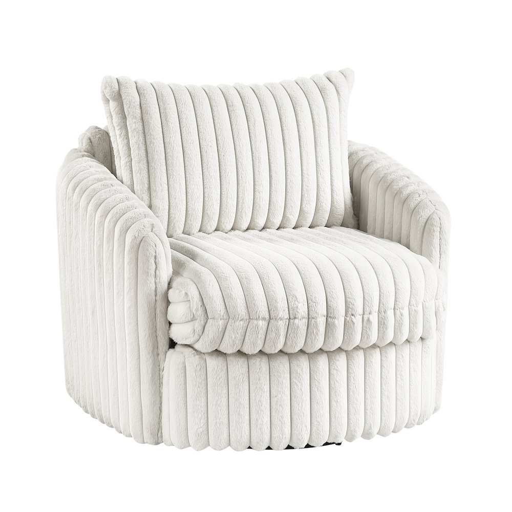 Tomball Corduroy Swivel Chair in Beige. Picture 1