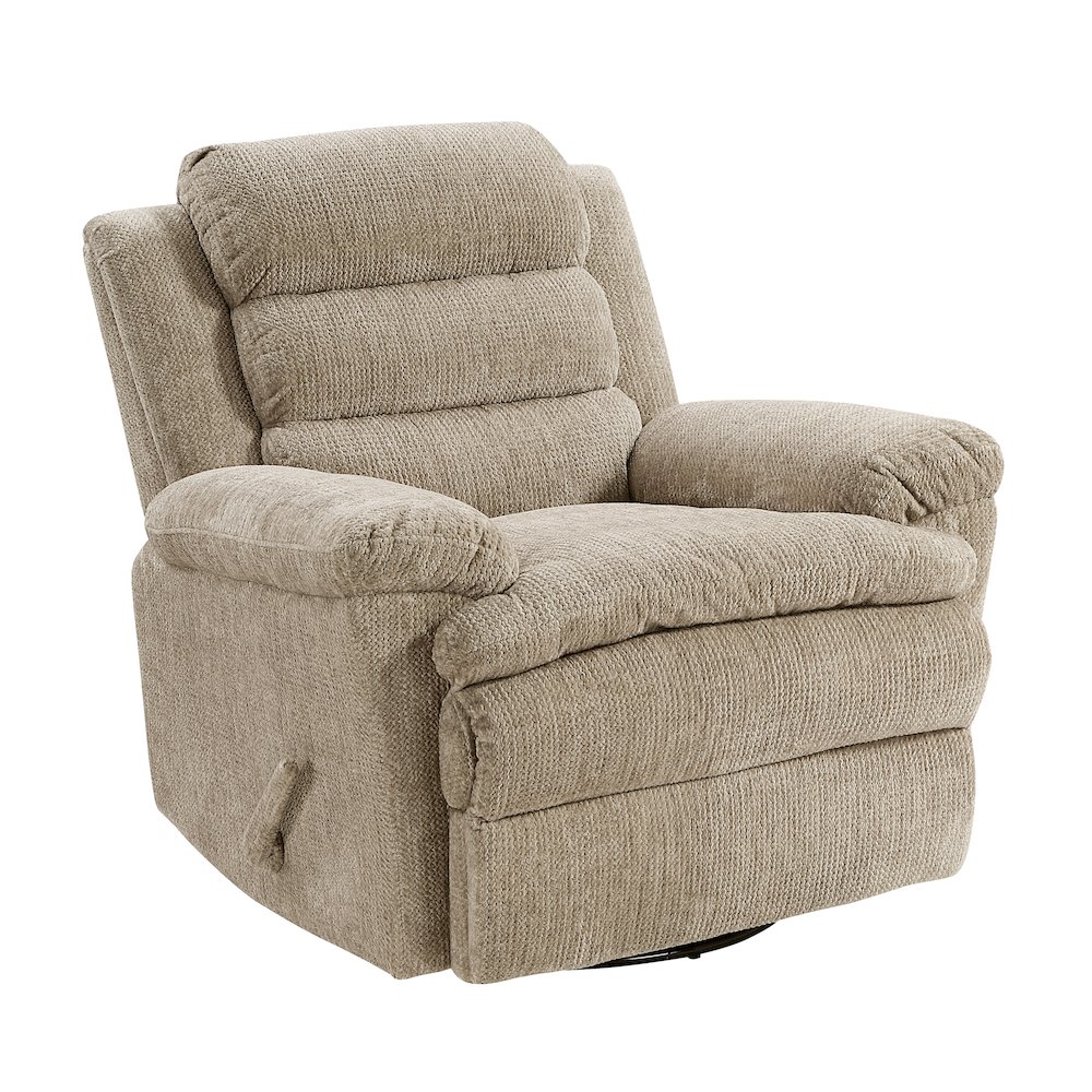 Oxford Microfiber Swivel Glider Reclining Chair in Brown. Picture 1