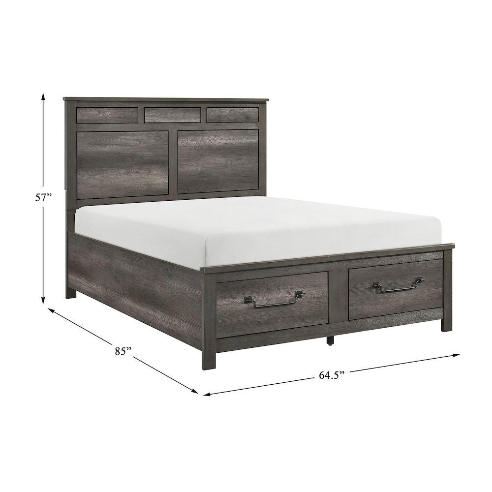 Lenior Asian Hardwood Queen Platform Bed with Footboard Storage in Gray. Picture 6