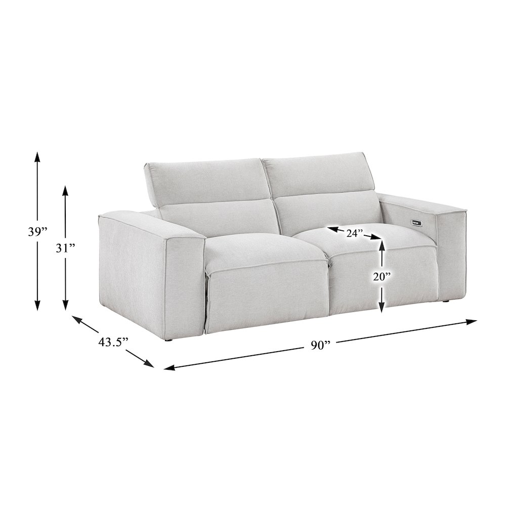 Phoebe Microfiber Power Double Reclining Love Seat in Light Gray. Picture 5