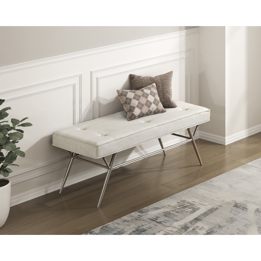 Warren Textured Bench in Beige. Picture 2