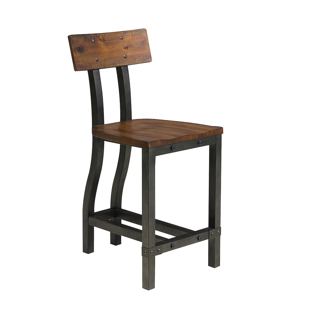 Holverson Poplar 5pcs Cntr Height Dining Set in Rustic Brown & Gunmetal. Picture 1