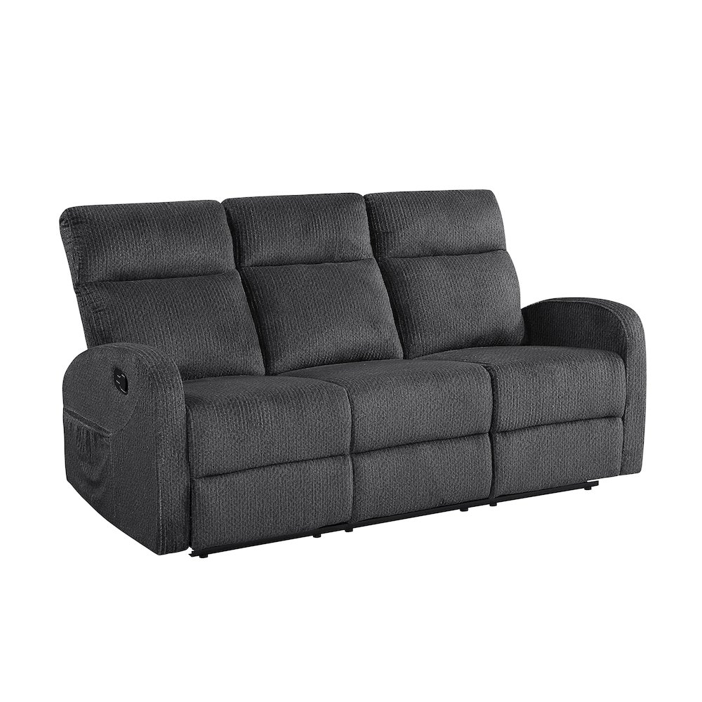 Allen Microfiber Double Reclining Sofa in Dark Gray. Picture 1