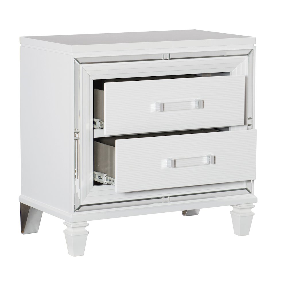 Tamsin Asian Hardwood Nightstand in White Metallic. Picture 5