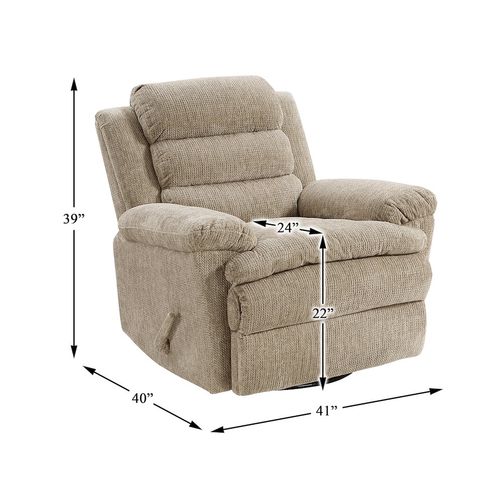 Oxford Microfiber Swivel Glider Reclining Chair in Brown. Picture 5
