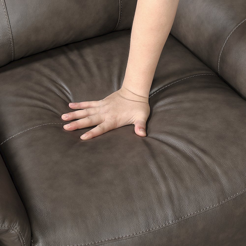 Hadley Leather Swivel Glider Reclining Chair in Dark Brown. Picture 8