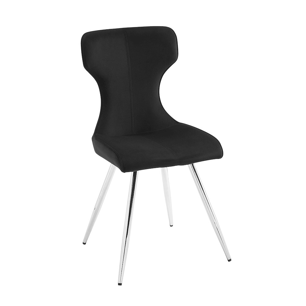 Topeka Velvet Dining Side Chair, Set of 2 in Black. Picture 1