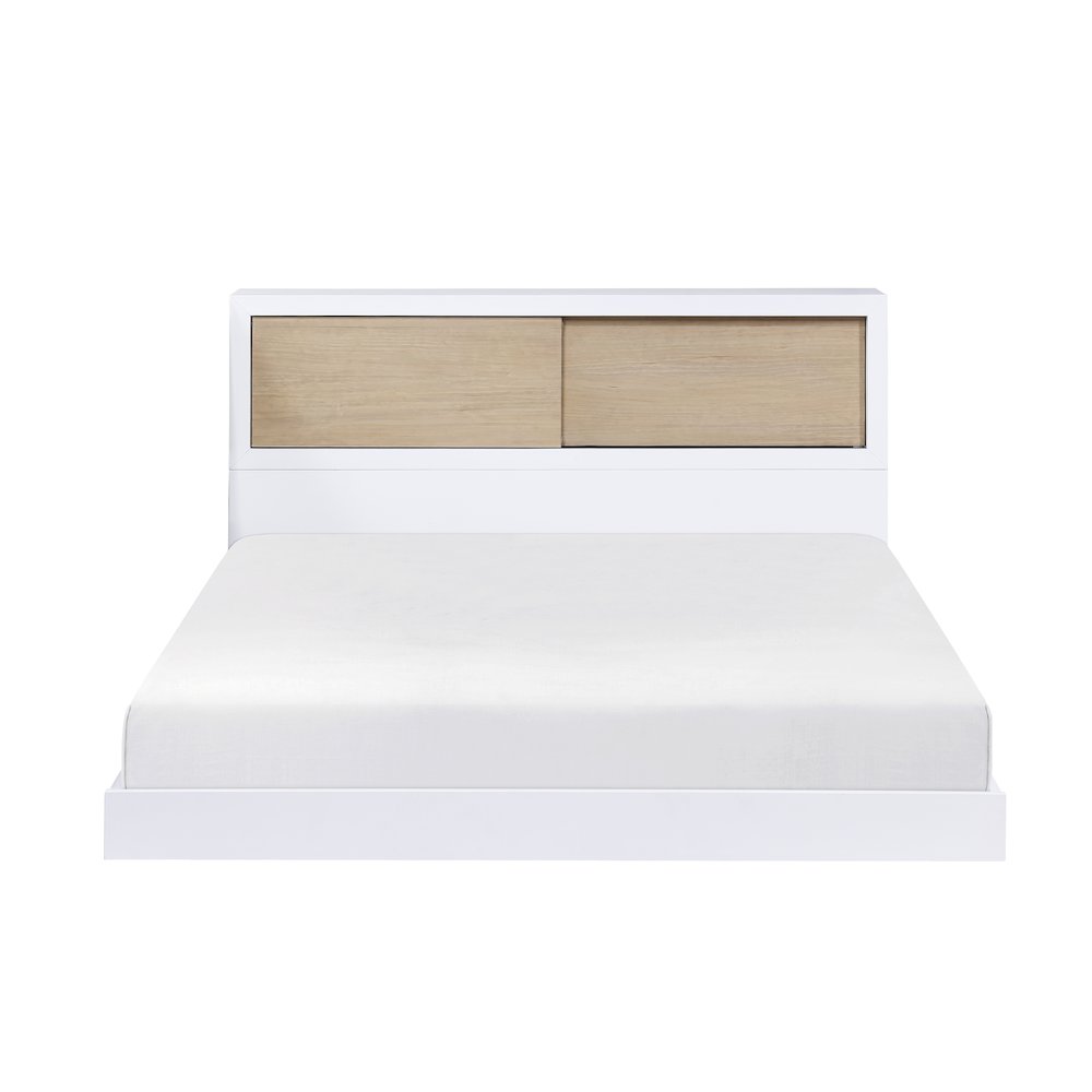Asker Asian Hardwood Full Bookcase Bed in 2-Tone (White and Natural). Picture 5
