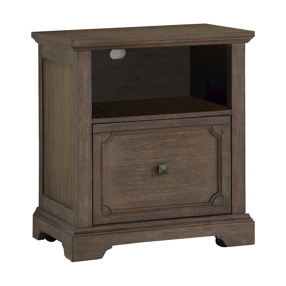 Toulon Pine Lateral File with Casters in Wire-Brushed Power Glaze Oak. Picture 1