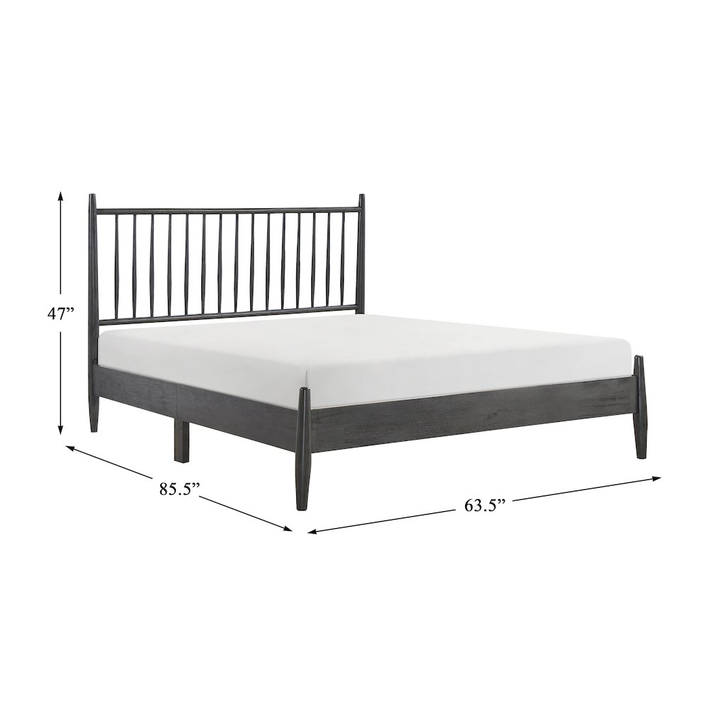 Brickell Rubberwood Queen Platform Bed in Gray. Picture 6
