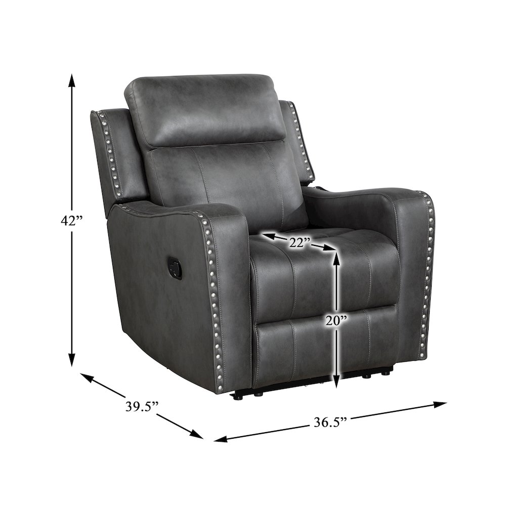 Kellen Microfiber Reclining Chair in Smoky Gray. Picture 5