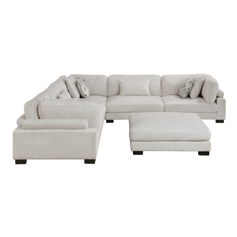 Corydon Microfiber 6-Piece Modular Sectional with Ottoman in Beige. Picture 5