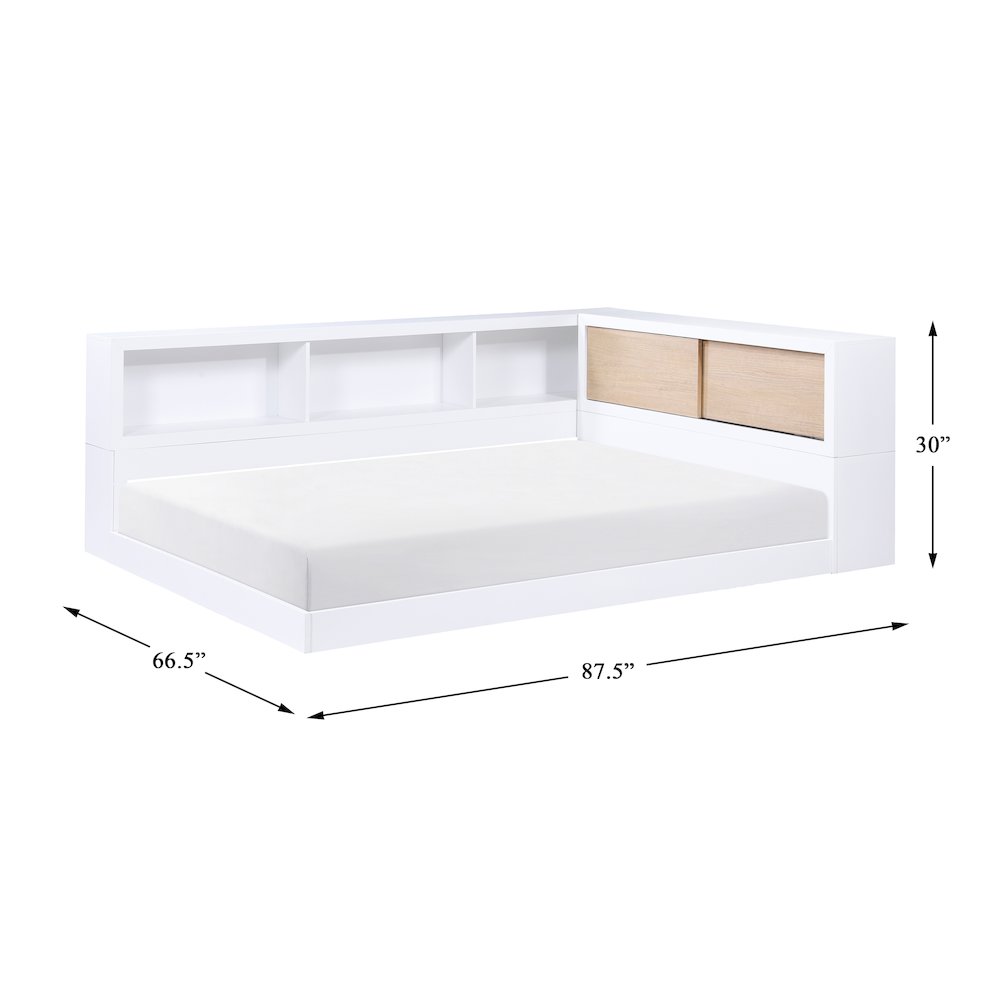 Asker A. Hardwood Full Bookcase Corner Bed in 2-Tone (White and Natural). Picture 10