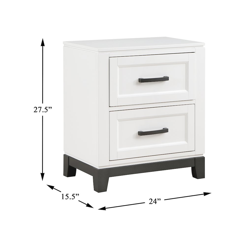 Garretson Acacia Nightstand in 2-Tone Finish (White and Metallic Gray). Picture 4