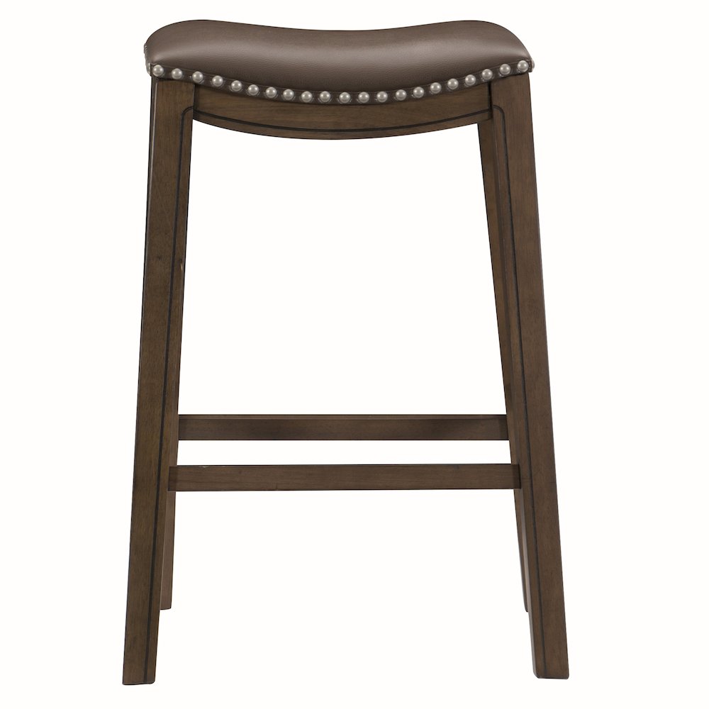 Ordway Solid Wood 29" Height Saddle Stool in Brown. Picture 3