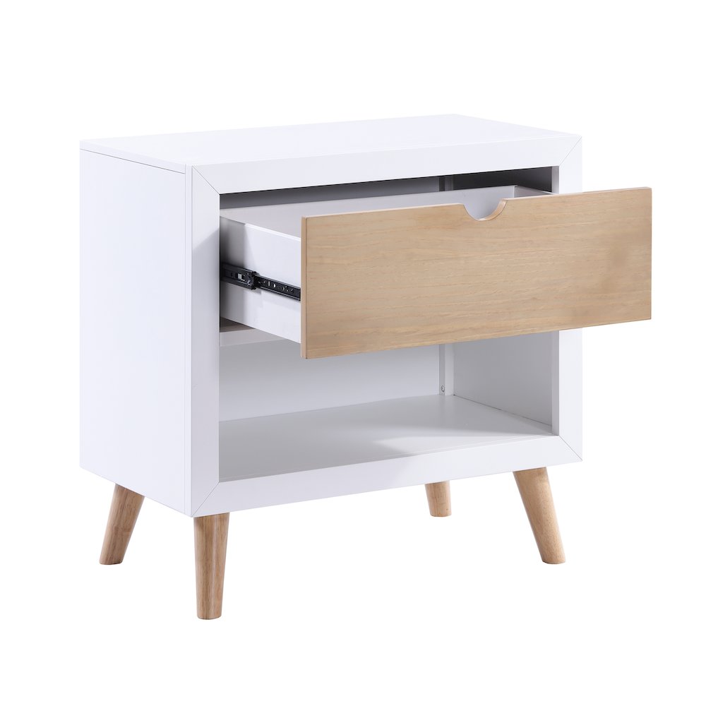 Asker Asian Hardwood Night Stand in 2-Tone Finish (White and Natural). Picture 6