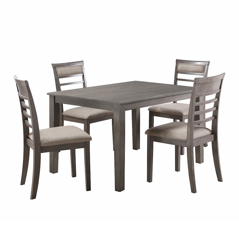 Lovell Oak Veneeer Dining Room Table and Chairs (set of 5) in Brown. Picture 1