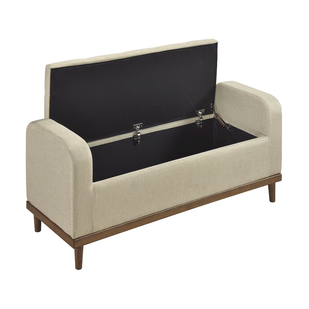 Brigitte Textured Lift Top Storage Bench in Light Brown. Picture 7