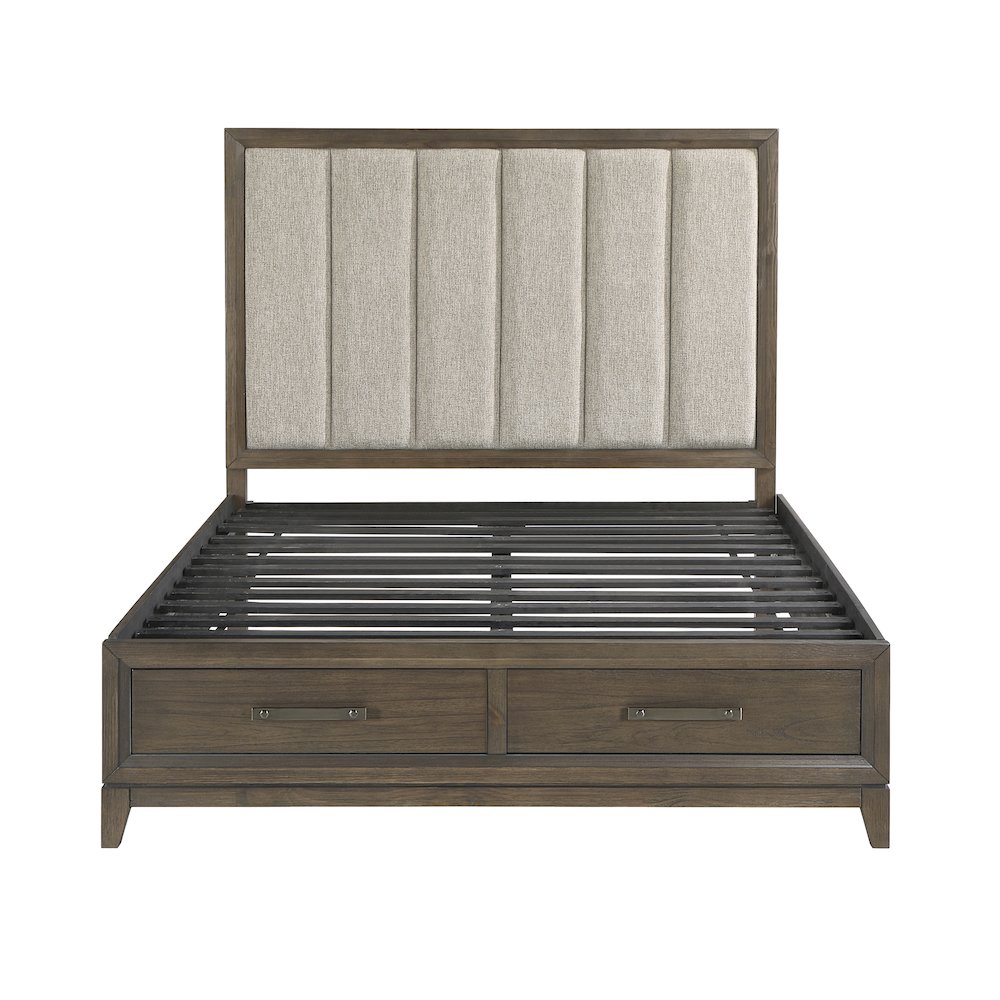 Aris Asian Hardwood California King Platform Bed in Dark Walnut. Picture 5