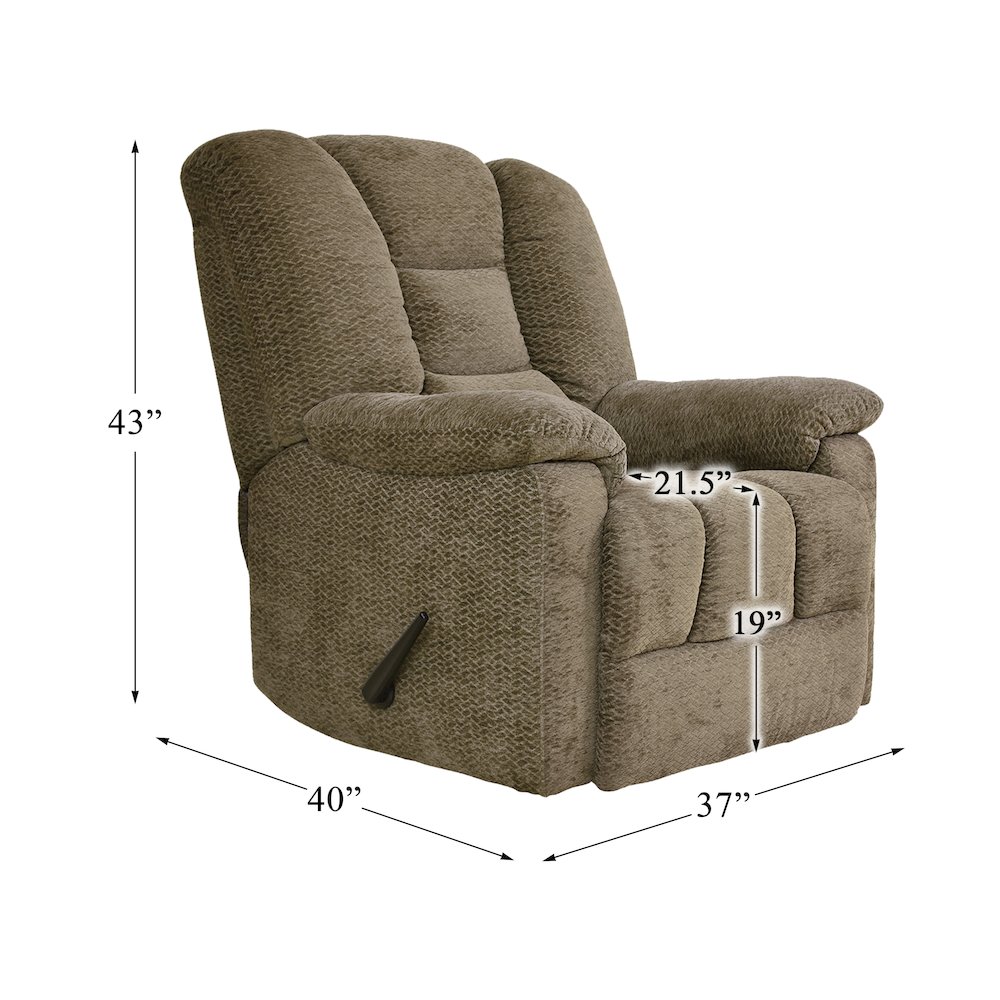 Kaylene Chenille Reclining Chair in Brown. Picture 4