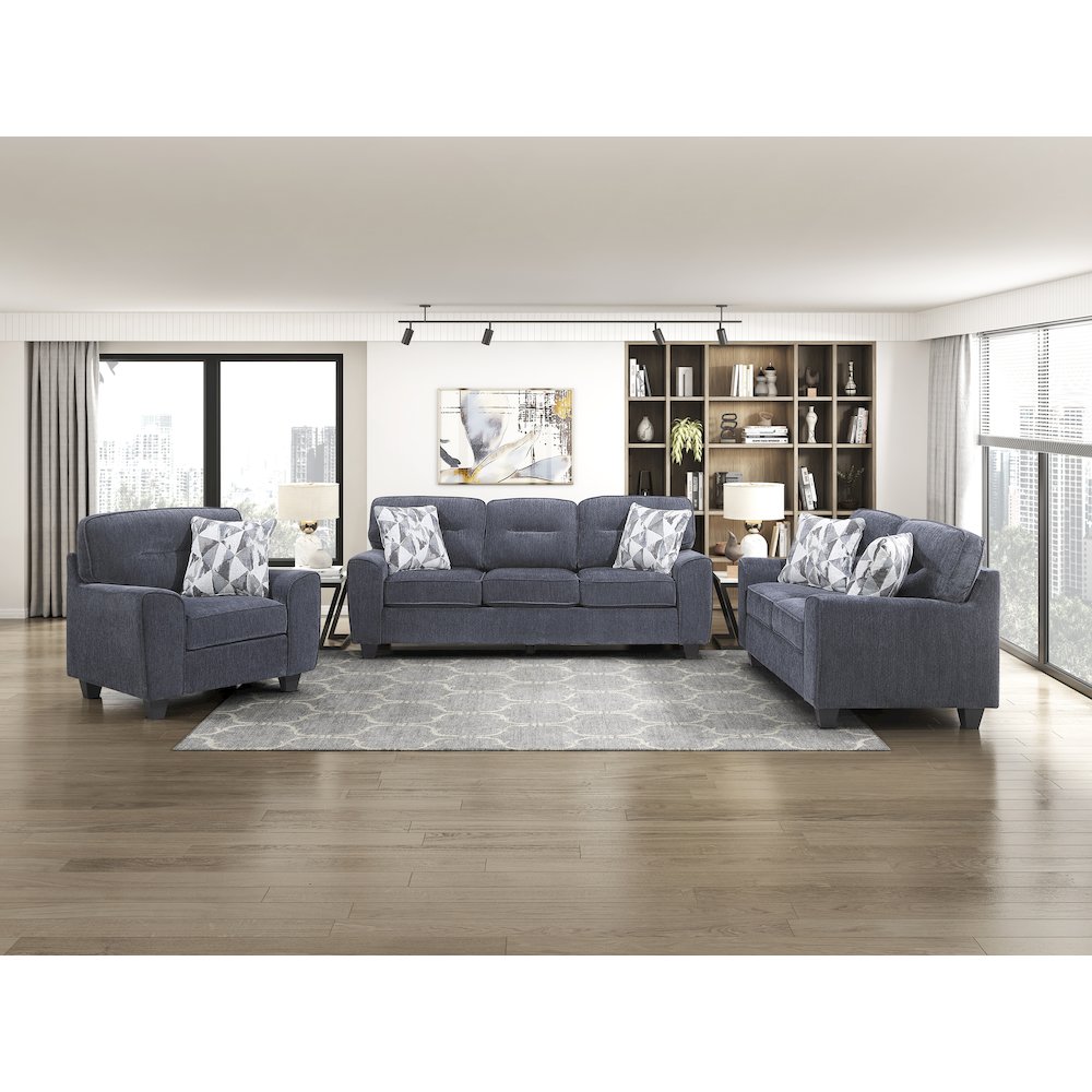 Bennett Chenille Sofa in Blue. Picture 2