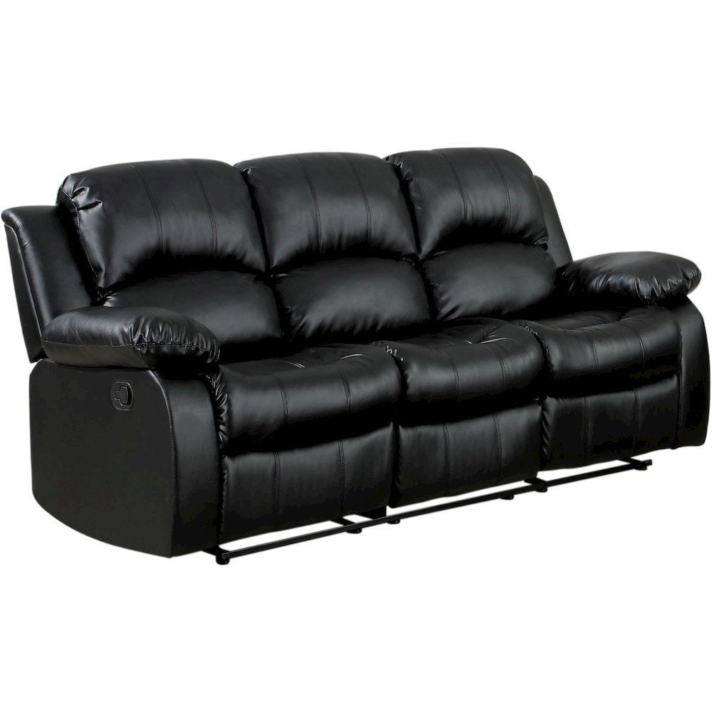 Black Leather Recliner Sofa, Elegant Sofa Recliner for Living Rooms. Picture 1