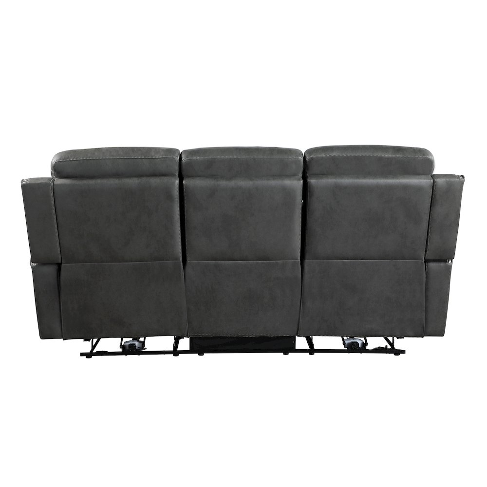 Kellen Microfiber Double Reclining Sofa in Smoky Gray. Picture 3