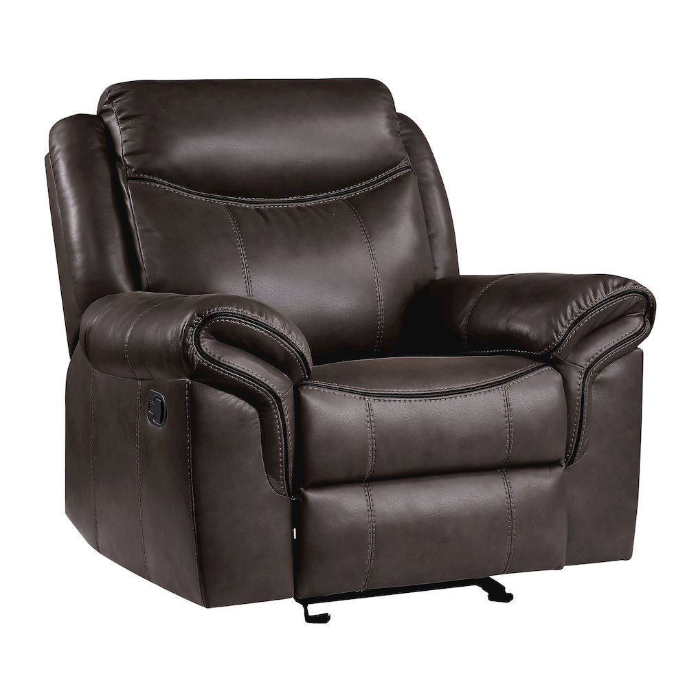 Aram Faux Leather Glider Reclining Chair In Dark Brown. Picture 1