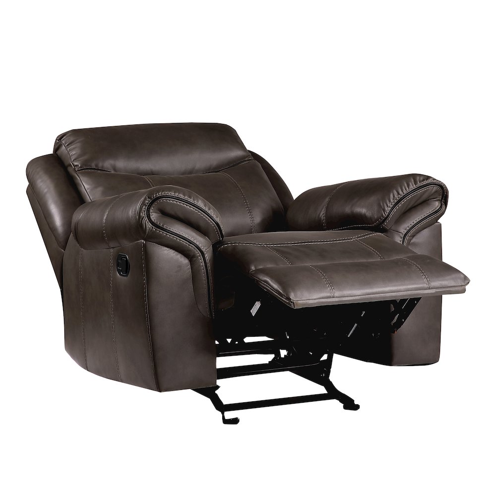Aram Faux Leather Glider Reclining Chair In Dark Brown. Picture 4