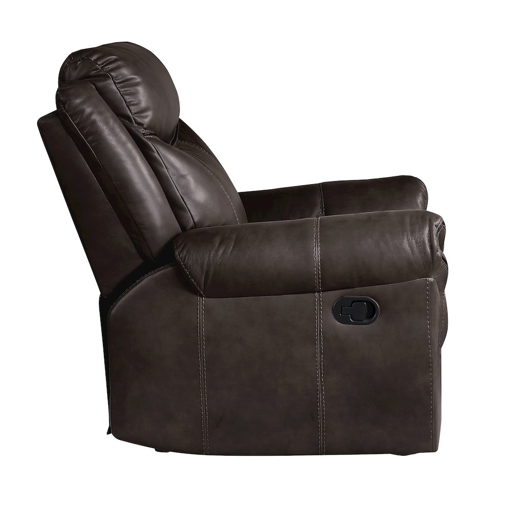 Aram Faux Leather Glider Reclining Chair In Dark Brown. Picture 5