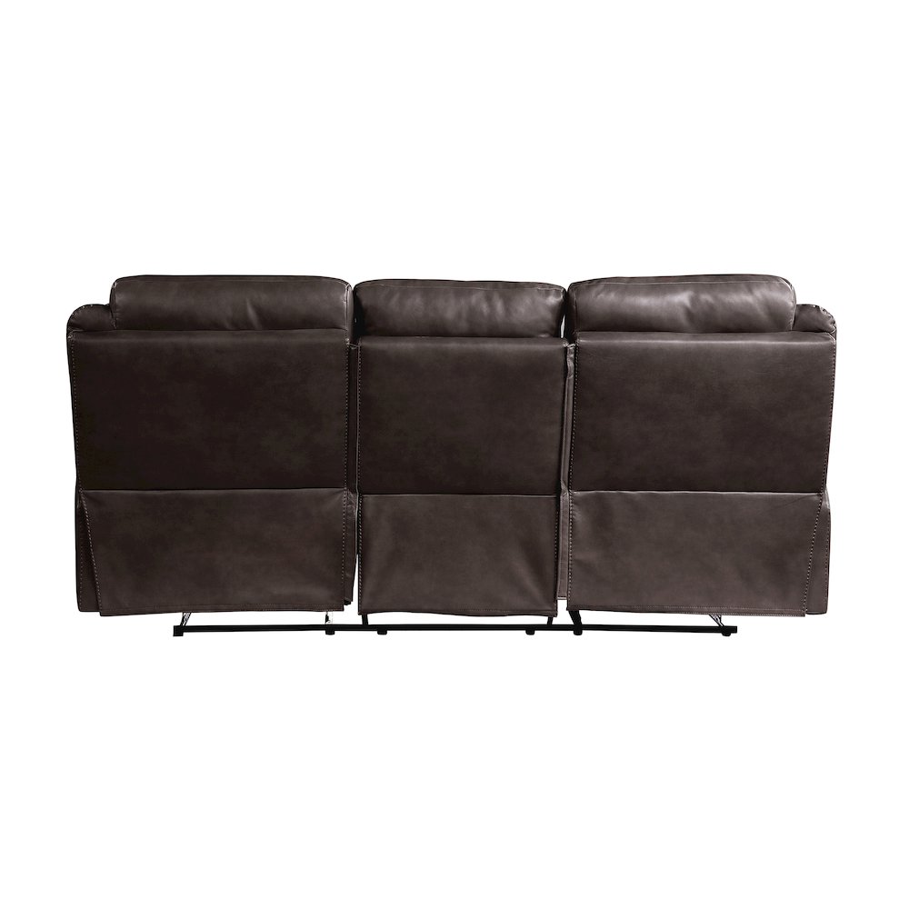 Aram Faux Leather Double Reclining Sofa In Dark Brown. Picture 4