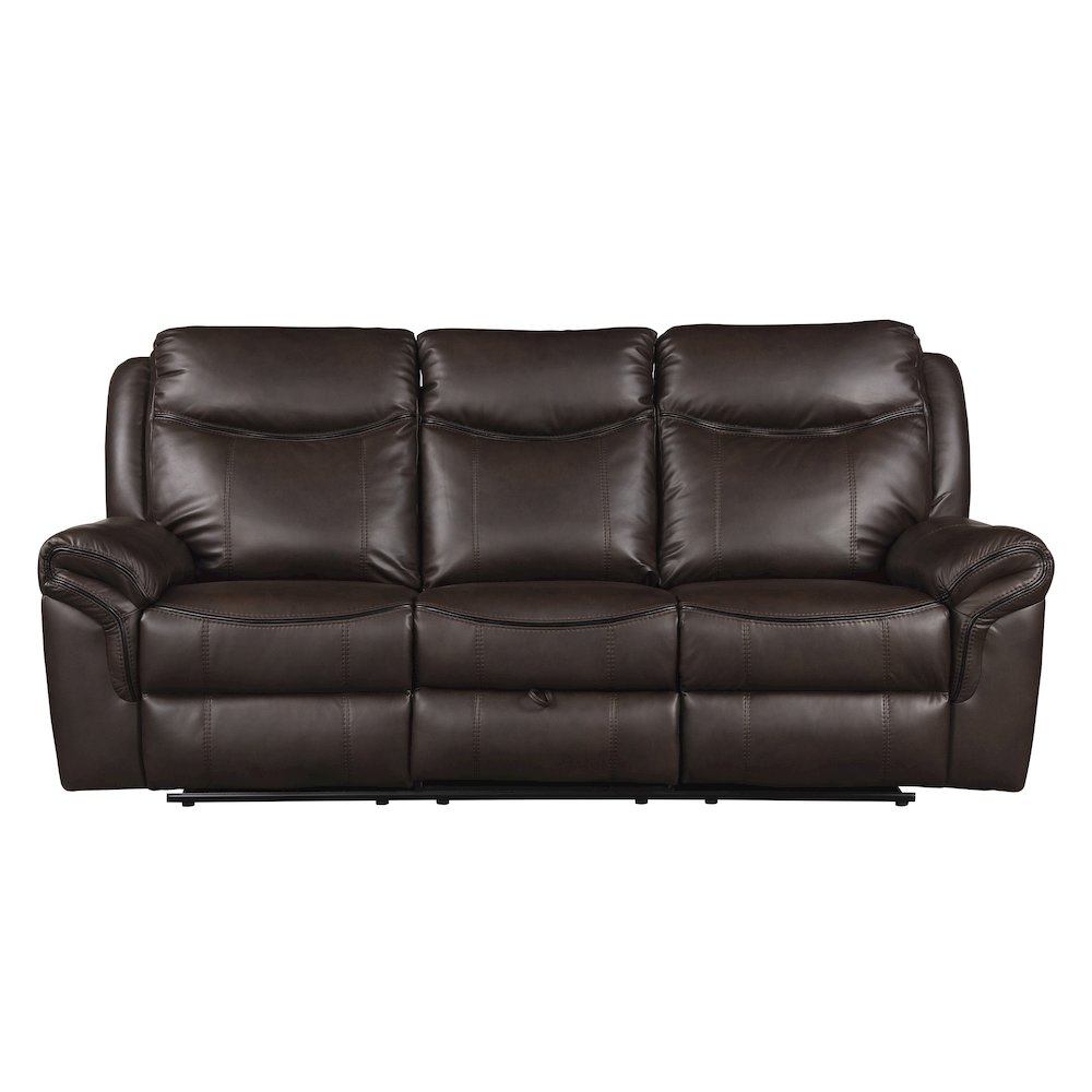 Aram Faux Leather Double Reclining Sofa In Dark Brown. Picture 3